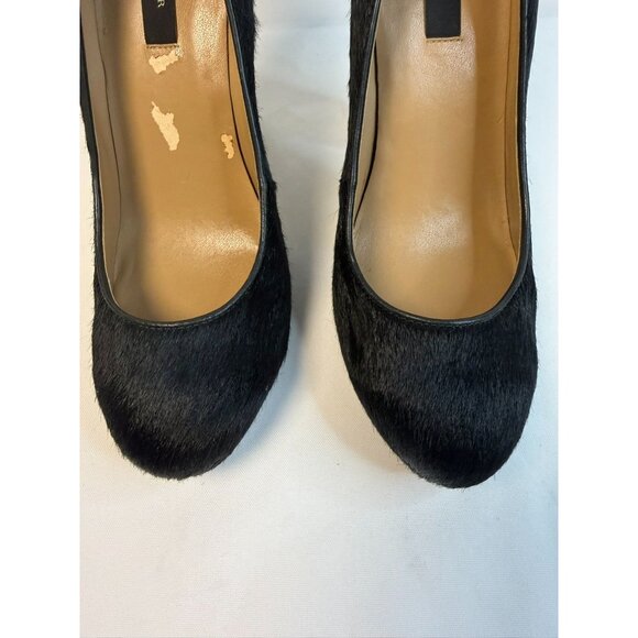 Ann Taylor Pumps Womens Size 7.5M Black Brazilian Calf Hair High Block Heel Shoe - Picture 4 of 15